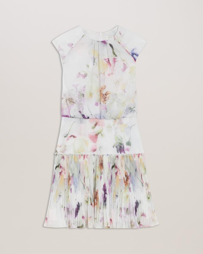 Peignoir Ted Baker Floral Pleated Detail Mini Blanche Femme | SXG-76281897